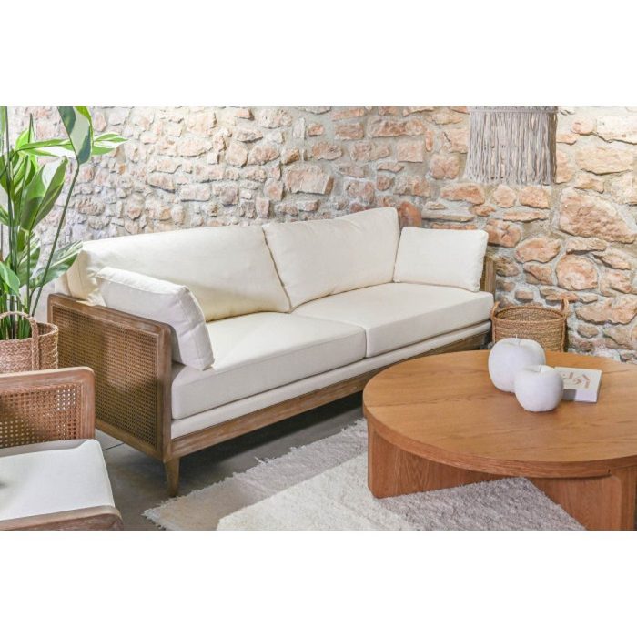 Divano coloniale romantico legno e rattan - Etnico Outlet