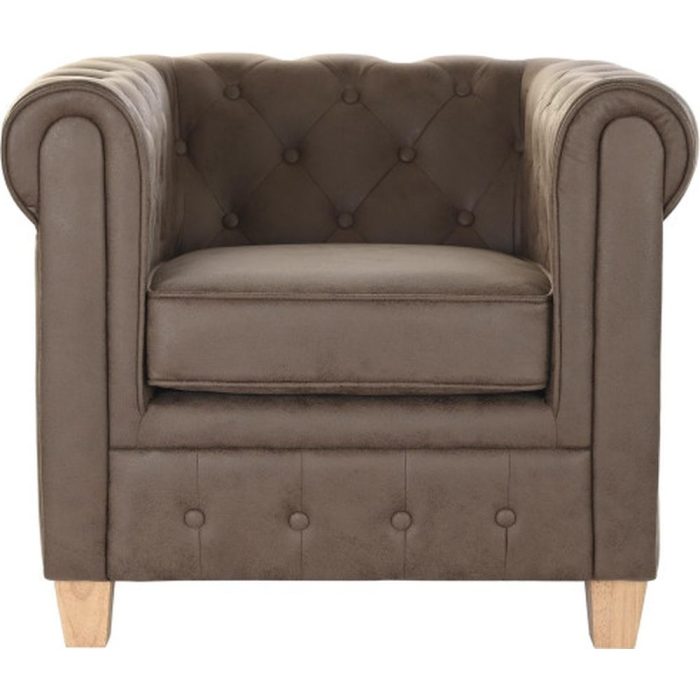 Poltrona capitonné marrone vintage