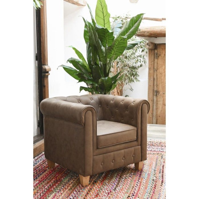 Poltrona capitonné marrone vintage - Etnico Outlet
