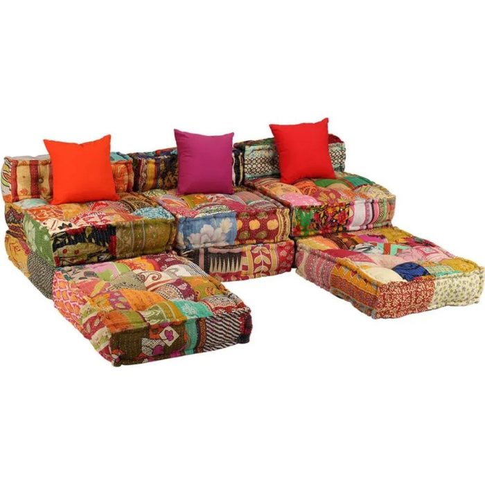 Divano patchwork boho chic con moduli componibili