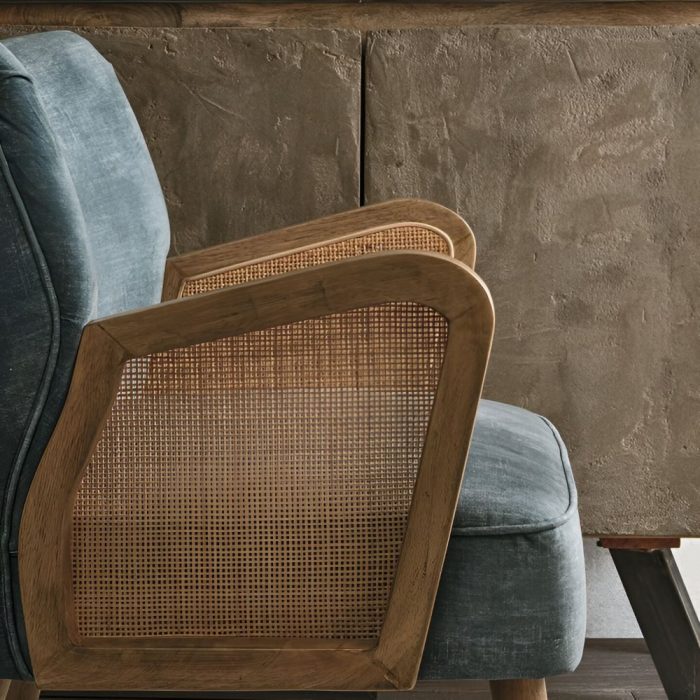 Poltrona vintage verde in rattan - Etnico Outlet