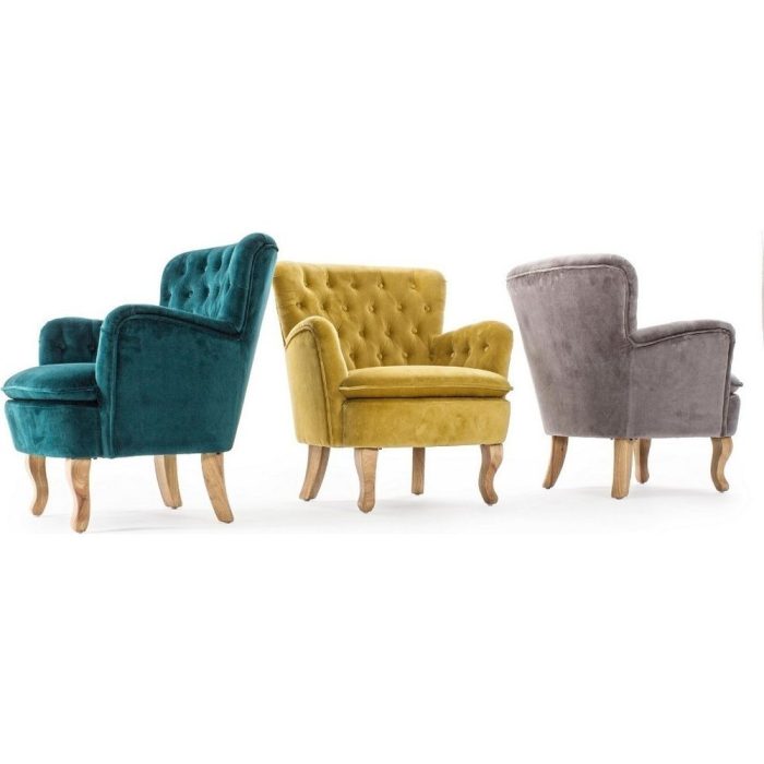 Poltrona vintage giallo oro capitonné - Etnico Outlet