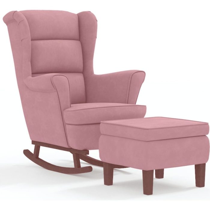 poltrona dondolo velluto rosa