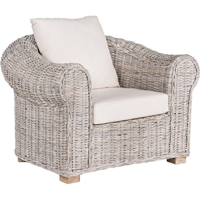 poltrona shabby bianca rattan