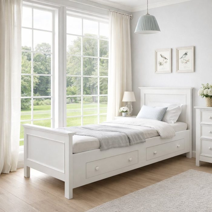 Letto singolo country chic con cassettoni SU MISURA