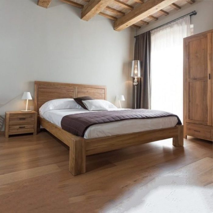 Letto matrimoniale country chic teak
