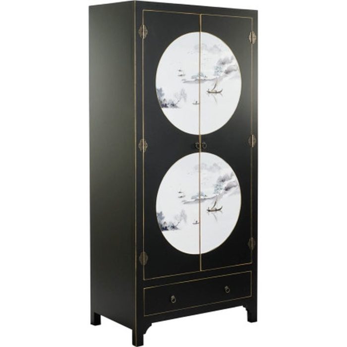 Armadio cinese orientale nero laccato – Etnico Outlet