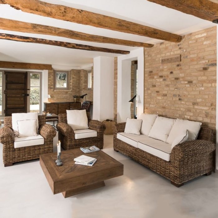 Salotto completo in abaca naturale - Etnico Outlet