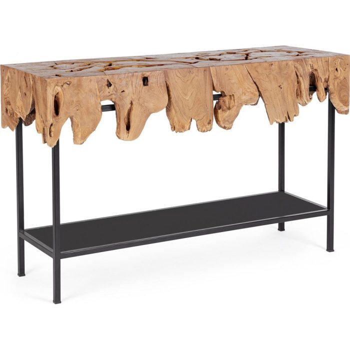 Consolle industrial radice teak e acciaio - Etnico Outlet