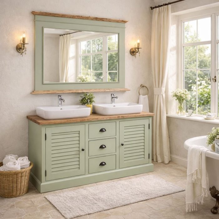 Mobile bagno provenzale bicolore verde brown - SU MISURA online