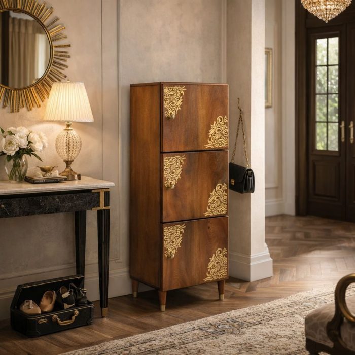 Armadietto decò dorato mango - Etnico Outlet