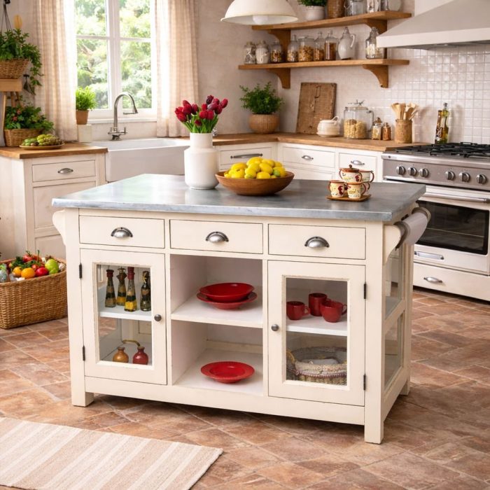 Isola cucina country vintage top zincato - Etnico Outlet
