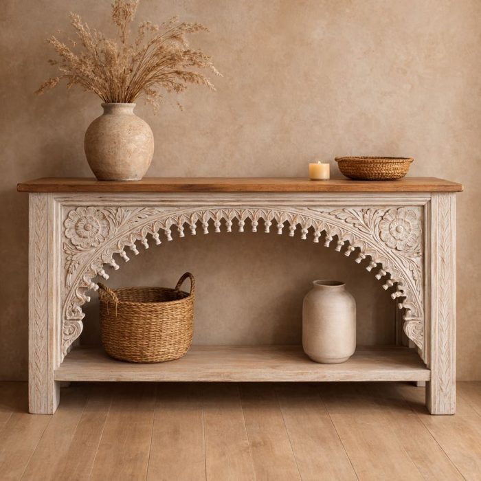 Consolle orientale mango intagliato - Etnico Outlet