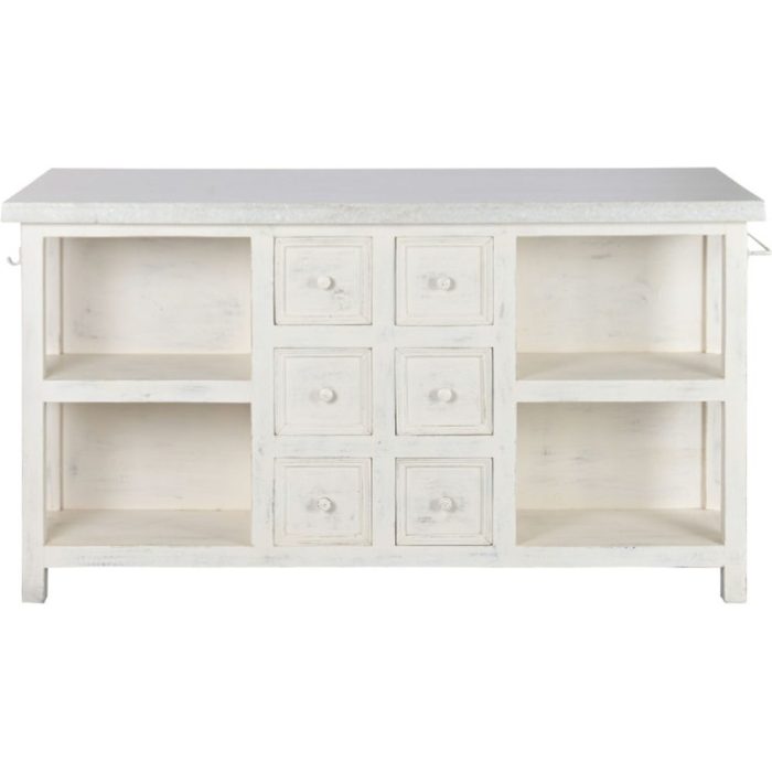 Isola Cucina Shabby Chic Marinaro con Piano in Marmo