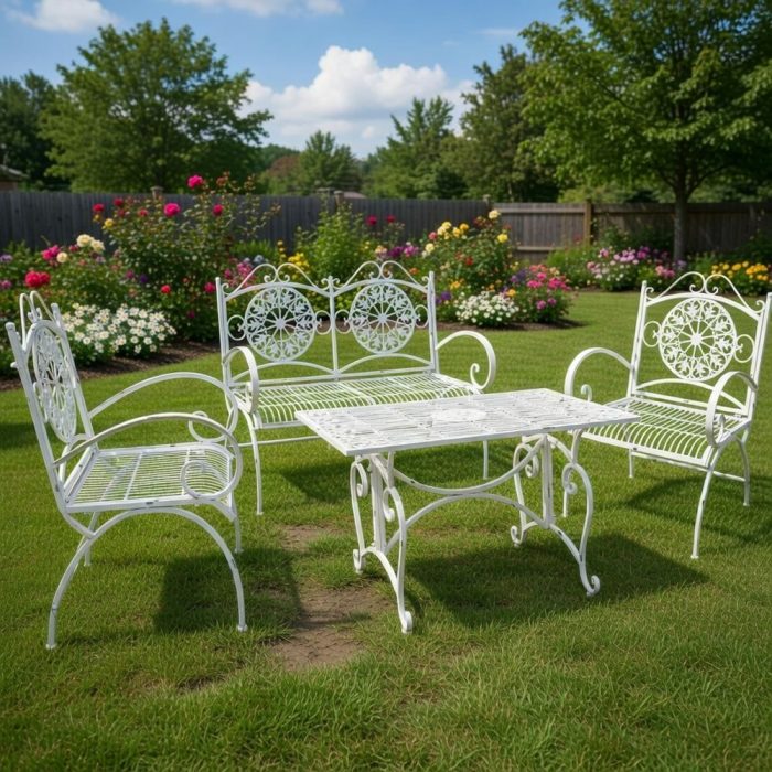 Salotto ferro bianco giardino provenzale