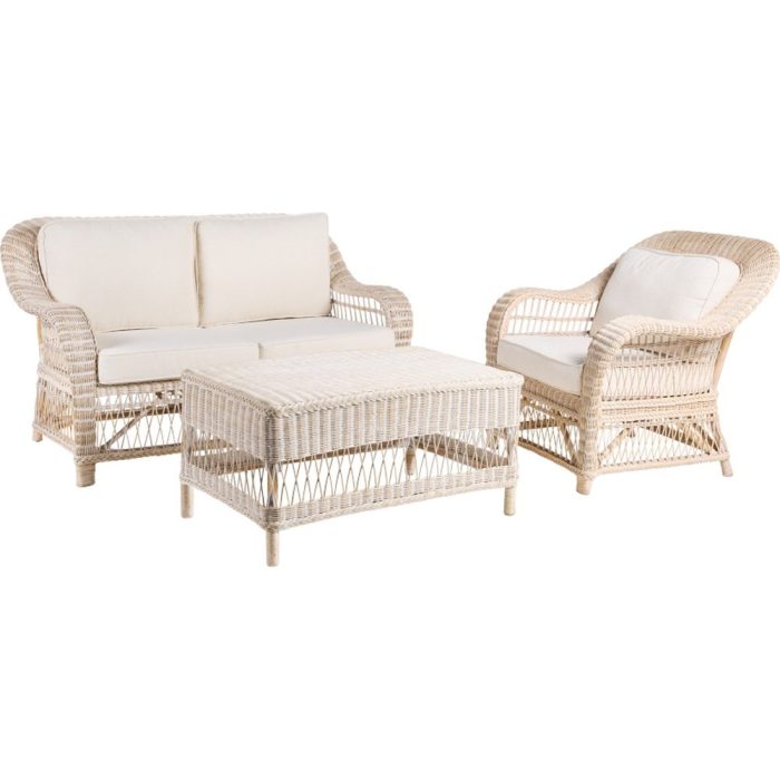 Set salotto giardino provenzale rattan 3 pezzi - Etnico Outlet
