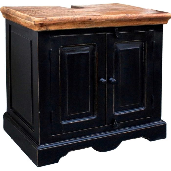 Set bagno shabby chic nero - Arredo completo legno mango