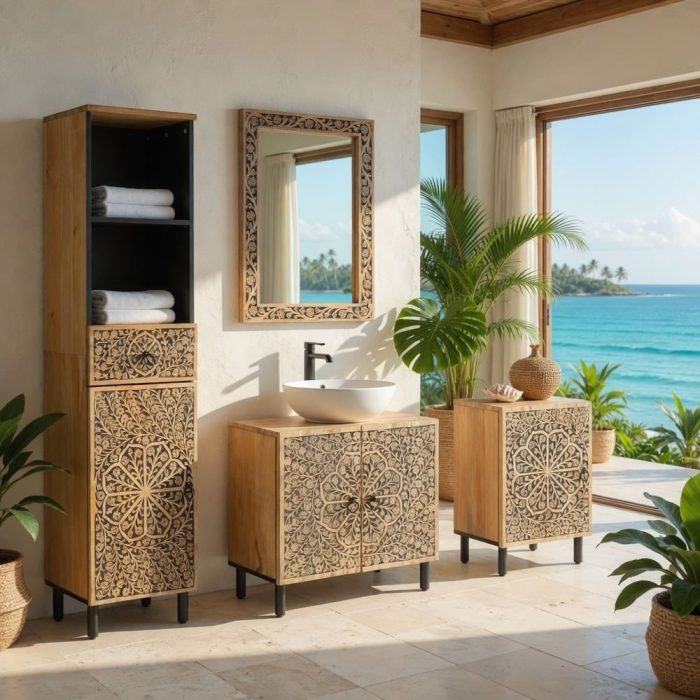 Set bagno orientale legno mango