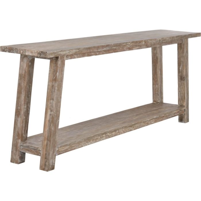 Consolle teak decapato bianco