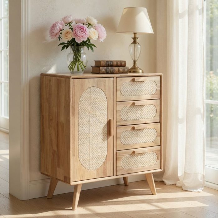 Buffet legno rattan naturale
