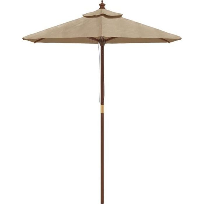 Ombrellone pagoda beige doppia falda legno giardino - Etnico Outlet