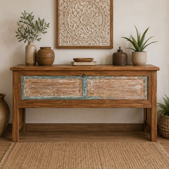 Consolle orientale in teak con contenitore