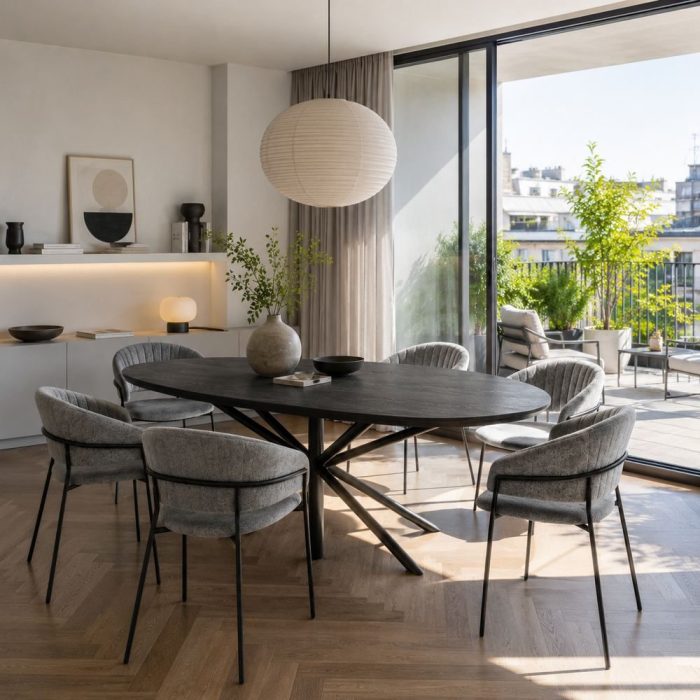 Sedia design moderna imbottita grigio chiaro