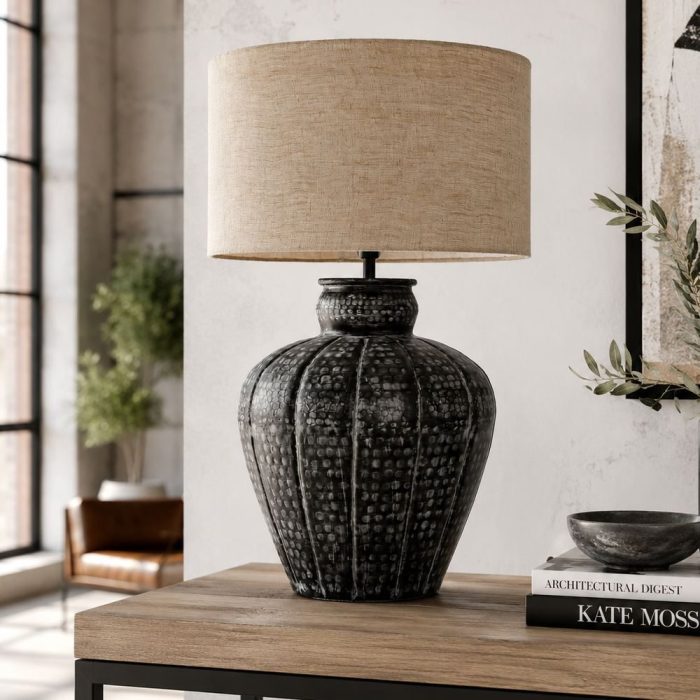 Lampada industrial chic nera