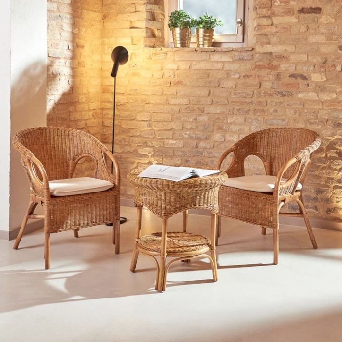 Set midollino naturale intrecciato