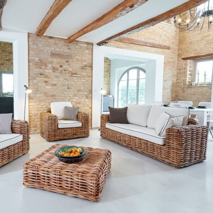 Salotto living rattan naturale