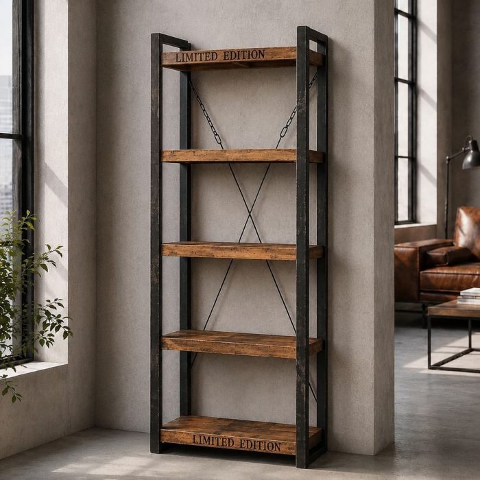 Libreria industrial ferro nero