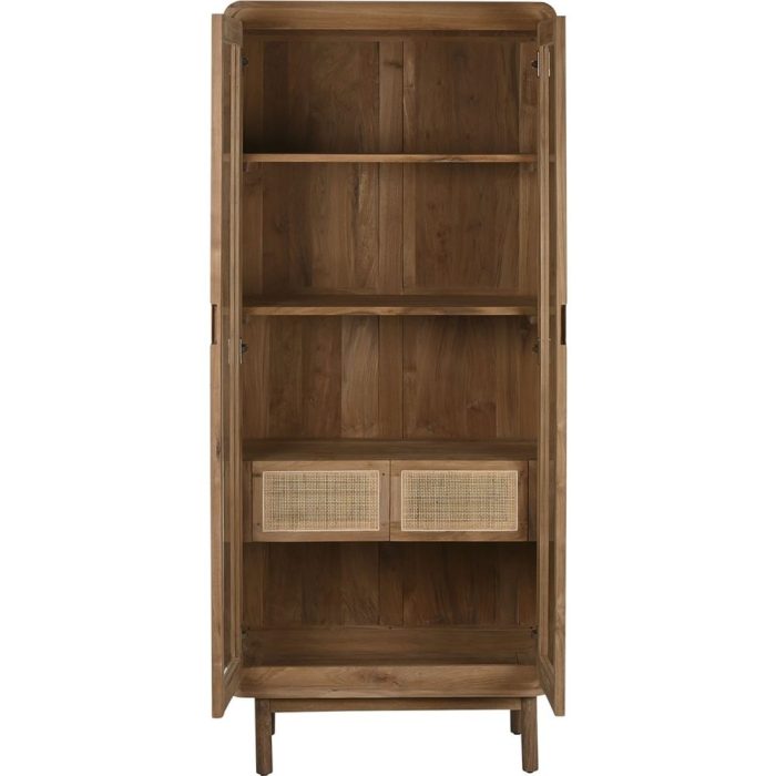 Vetrina vintage teak e rattan - Etnico Outlet