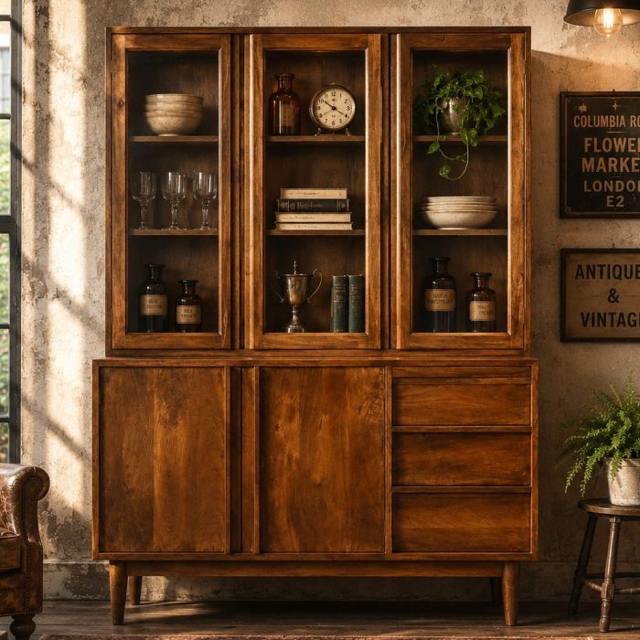 Credenza libreria vintage in mango - Etnico Outlet