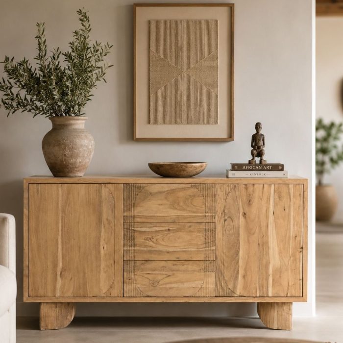 Buffet acacia intagliato naturale