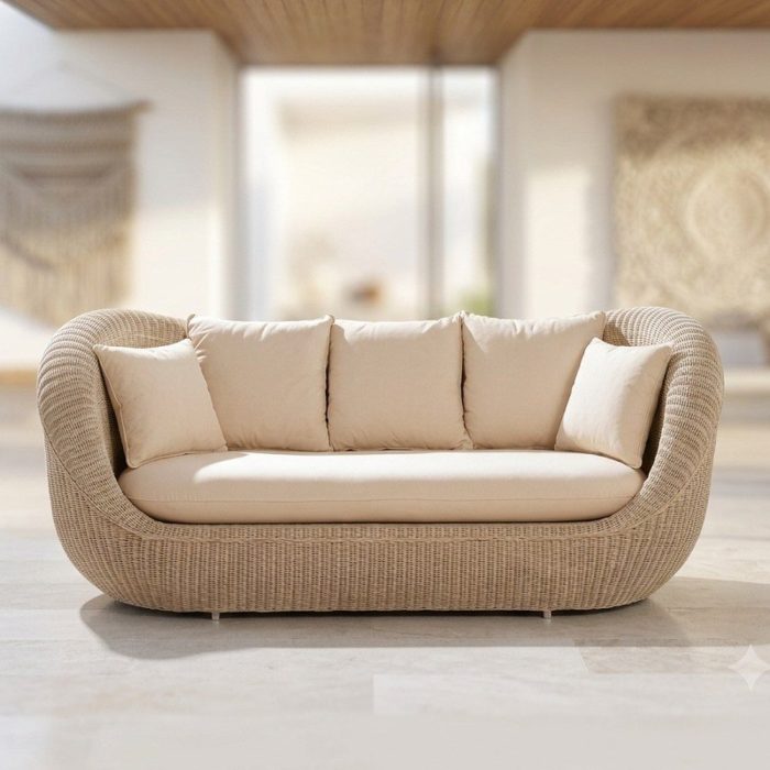 Divano rattan sintetico bianco
