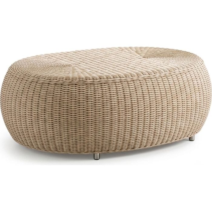 Tavolino ovale rattan bianco