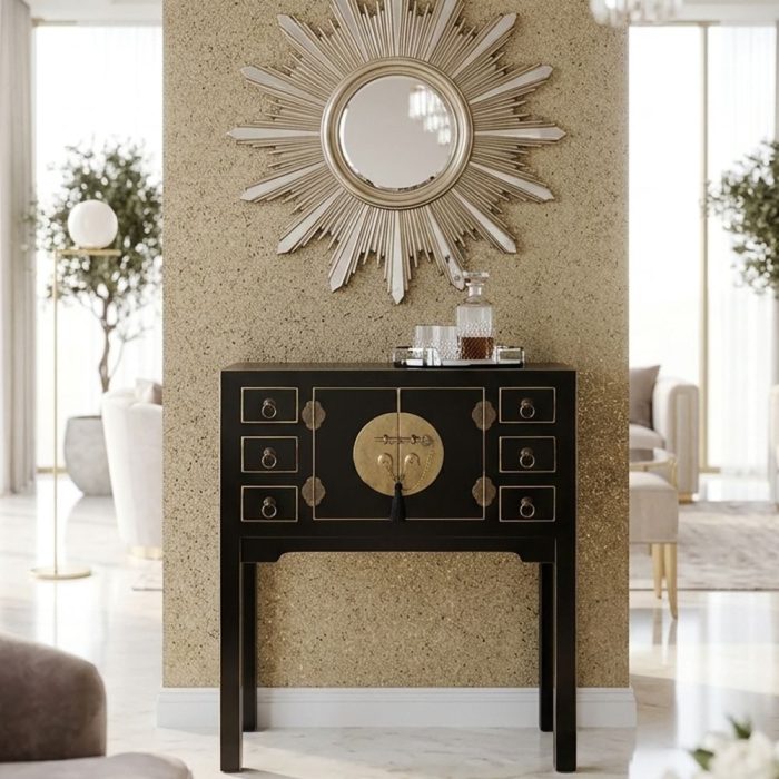 Consolle cinese nera 6 cassetti - Etnico Outlet