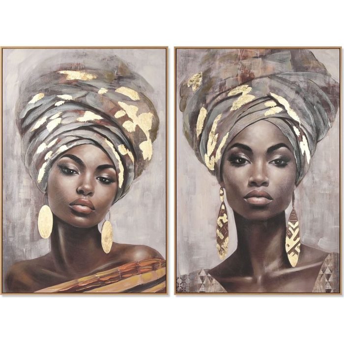 Set 2 quadri donne africane su tela etnica - Etnico Outlet