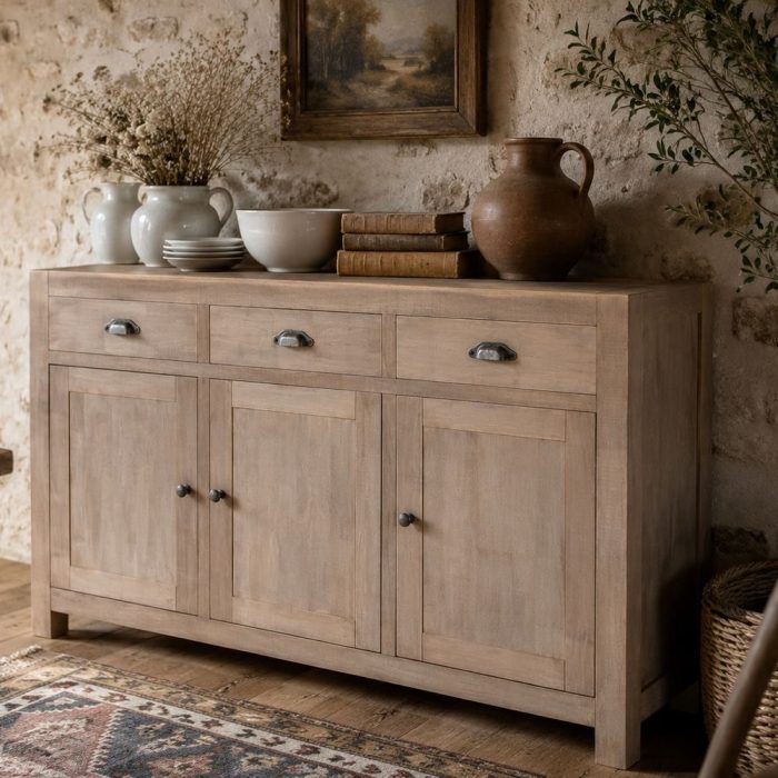 Credenza Farmhouse in legno di pino naturale