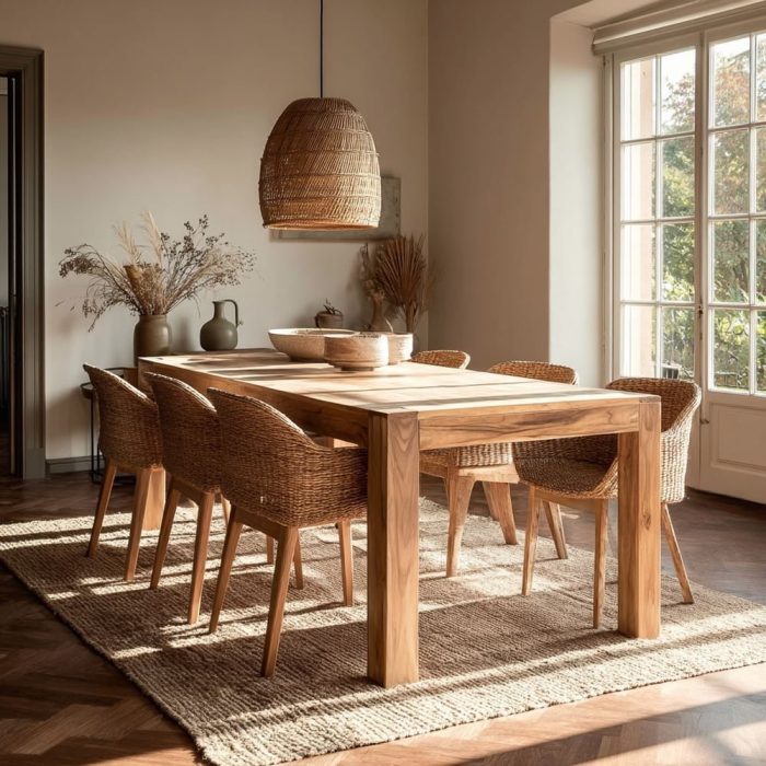 Tavolo pranzo etnico legno massello di teak