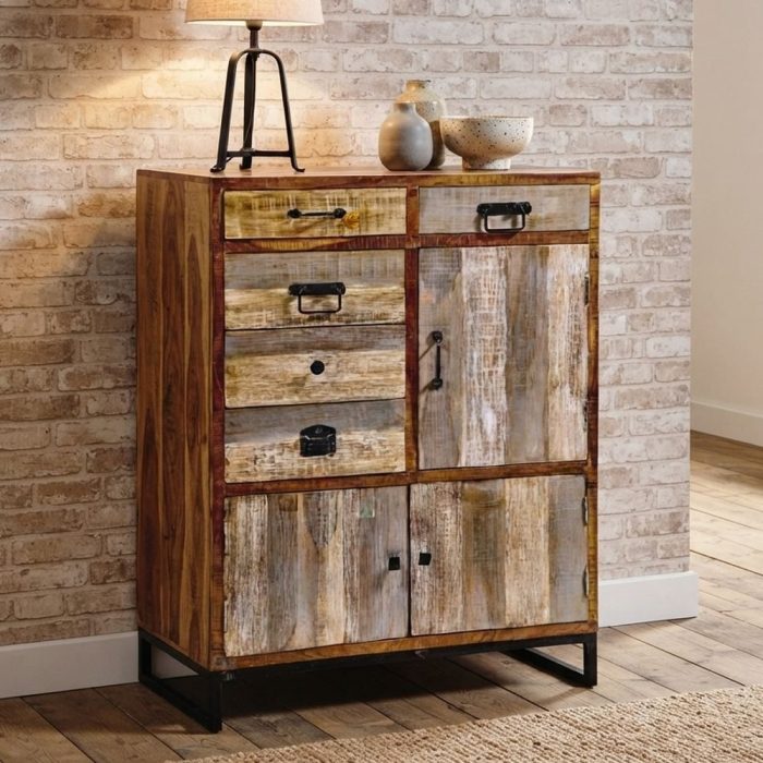 Credenza alta acacia sbiancata