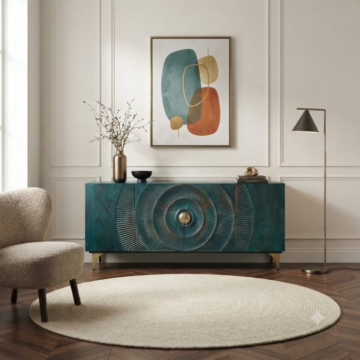 Buffet turchese oro con decoro 3D - Etnico Outlet