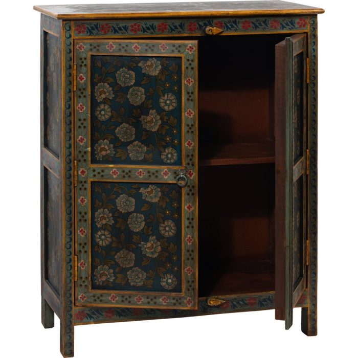 Credenza orientale blu dipinta a mano - Etnico Outlet