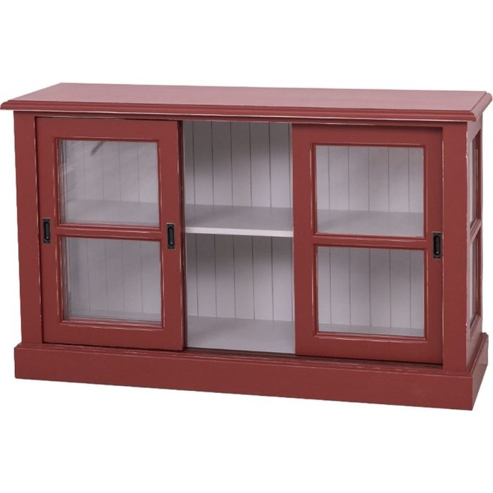 Buffet country rosso con ante scorrevoli - Etnico Outlet SU MISURA