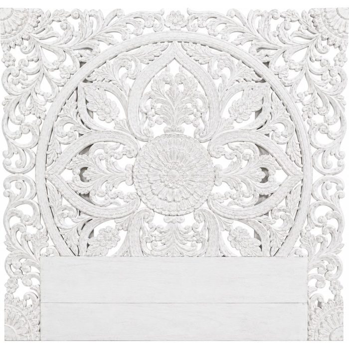 Testata letto orientale intagliata shabby bianca - Etnico Outlet