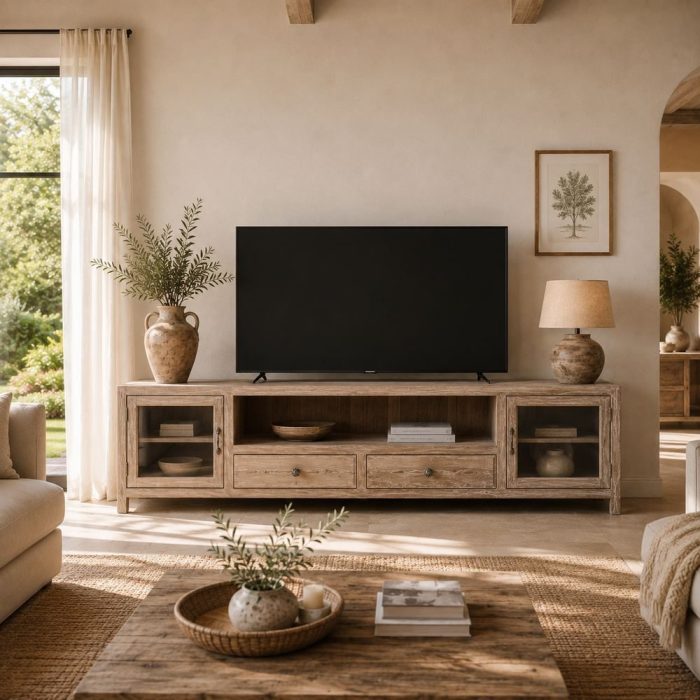 Porta tv country provenzale legno teak