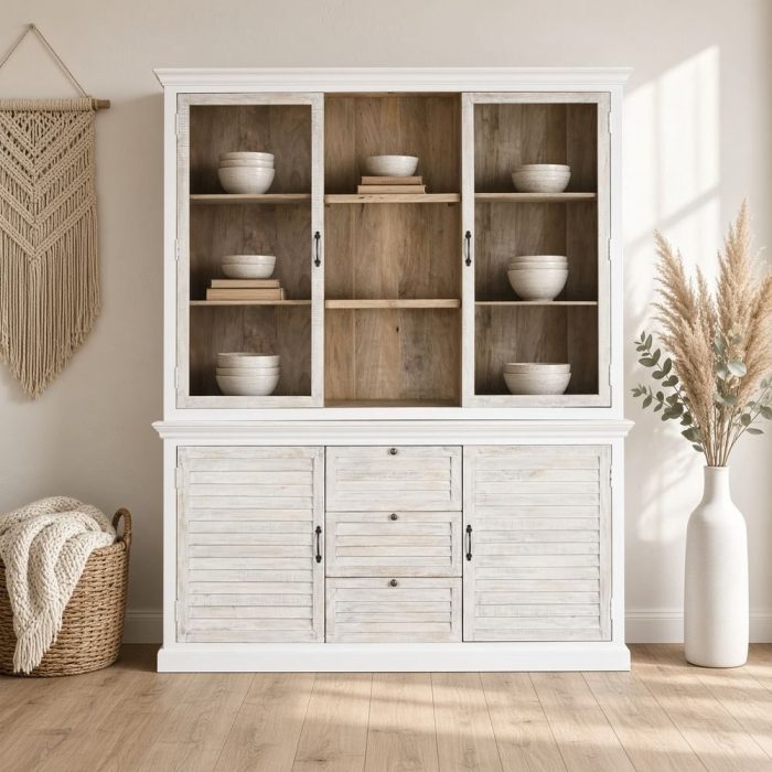 Vetrina libreria nordica in mango - Etnico Outlet