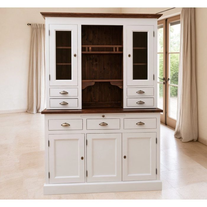 Credenza provenzale bianca legno massello di pino - Etnico Outlet