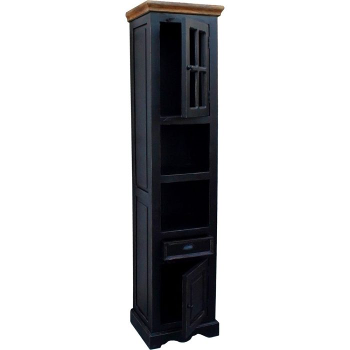 Colonna bagno shabby noir top miele - Etnico Outlet