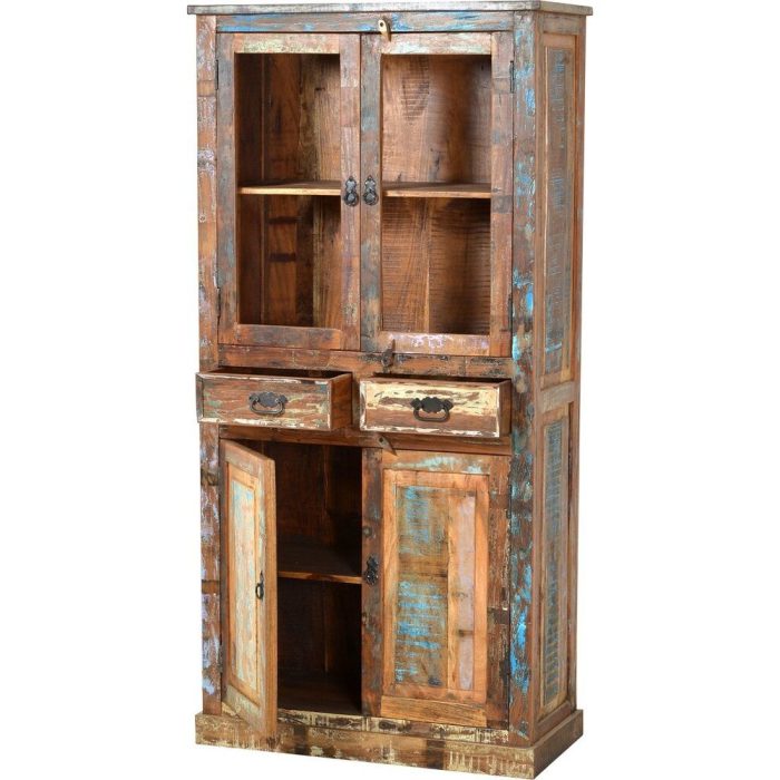 Vetrina industrial vintage legno riciclato - Etnico Outlet